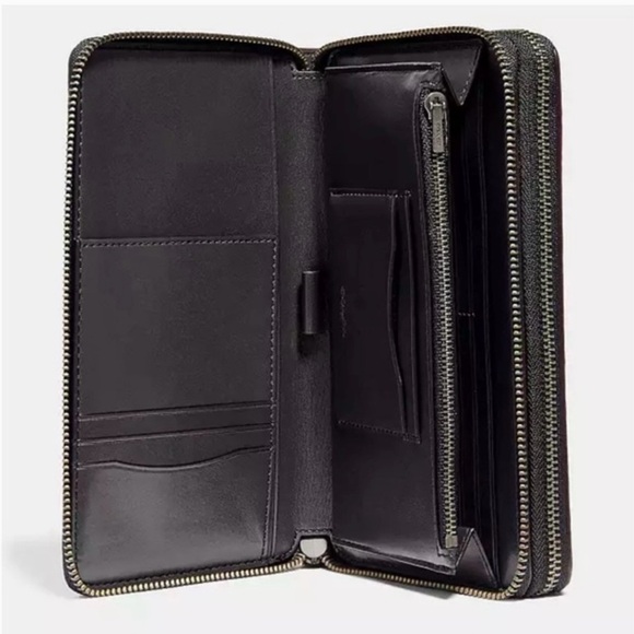 Coach Dark Leather Wristlet - Picture 2 of 5